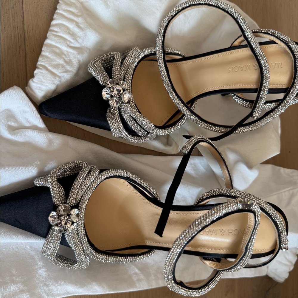 Mach & Mach Black and Silver Embellished Heels